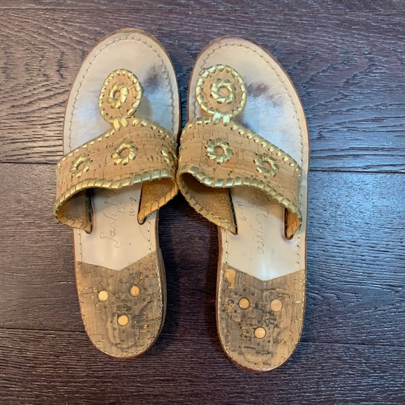 Gold & Tan Jack Rogers Sandals - Picture 1 of 3